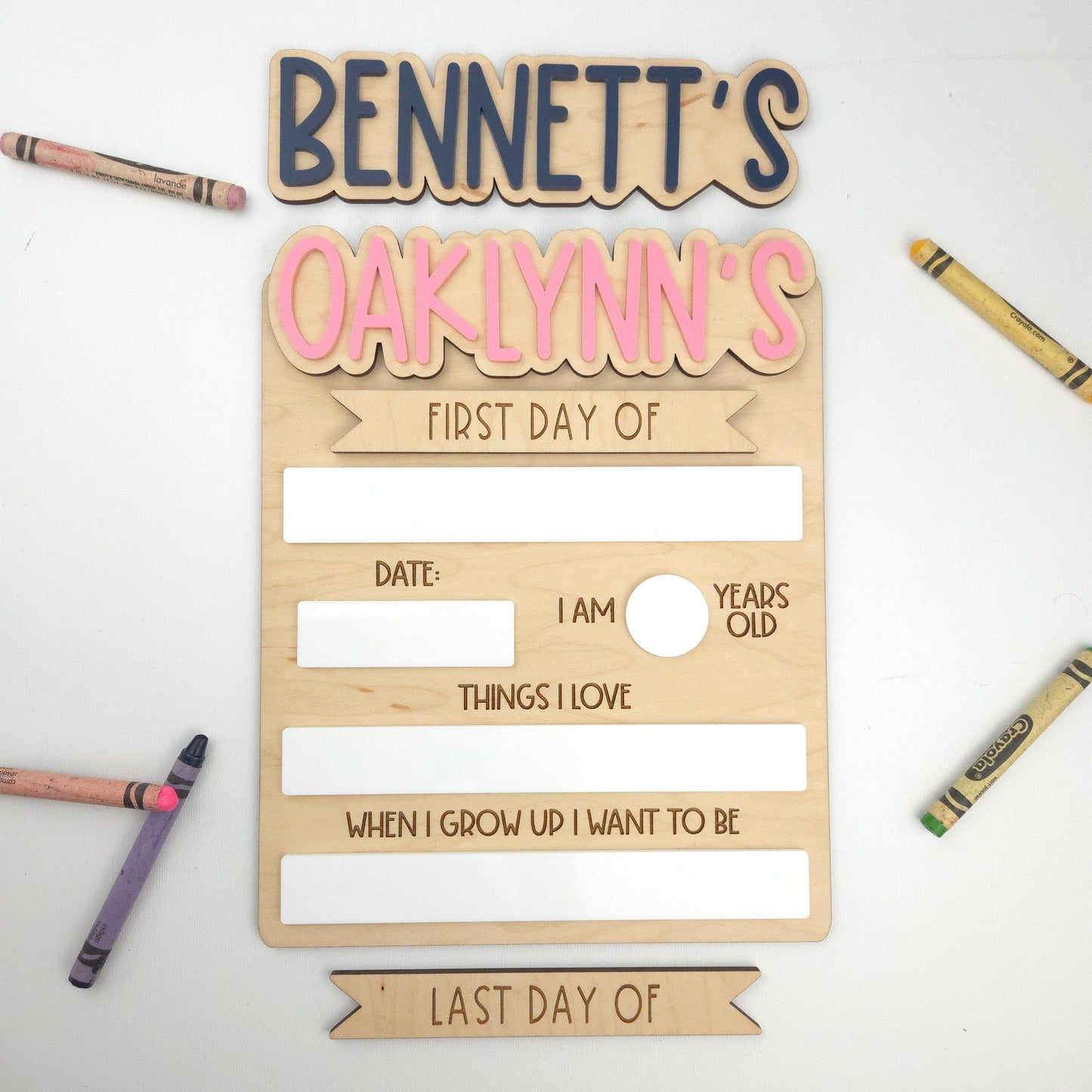 Detailed First/Last Day Sign (Interchangeable Names)
