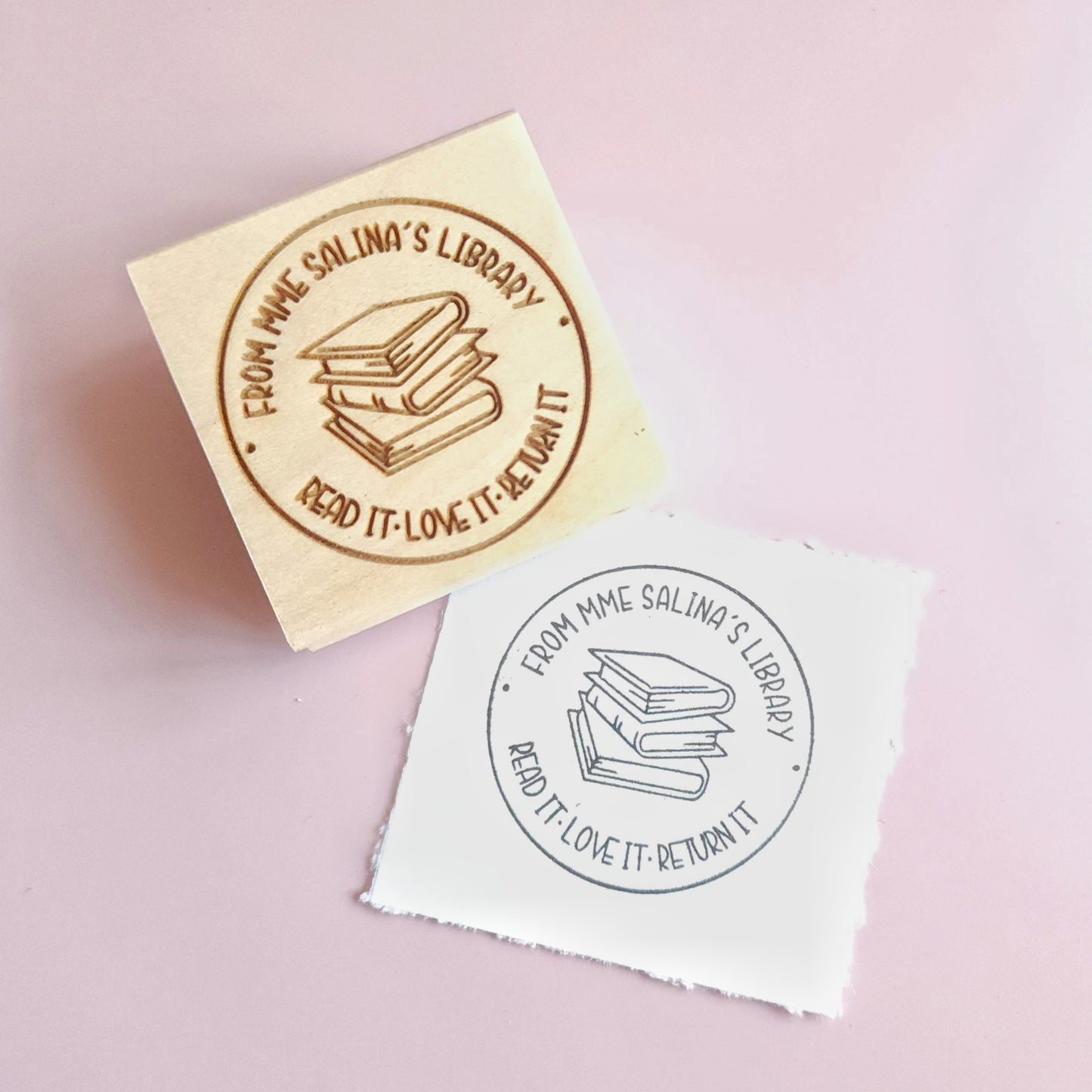 Round Teacher Library Stamp