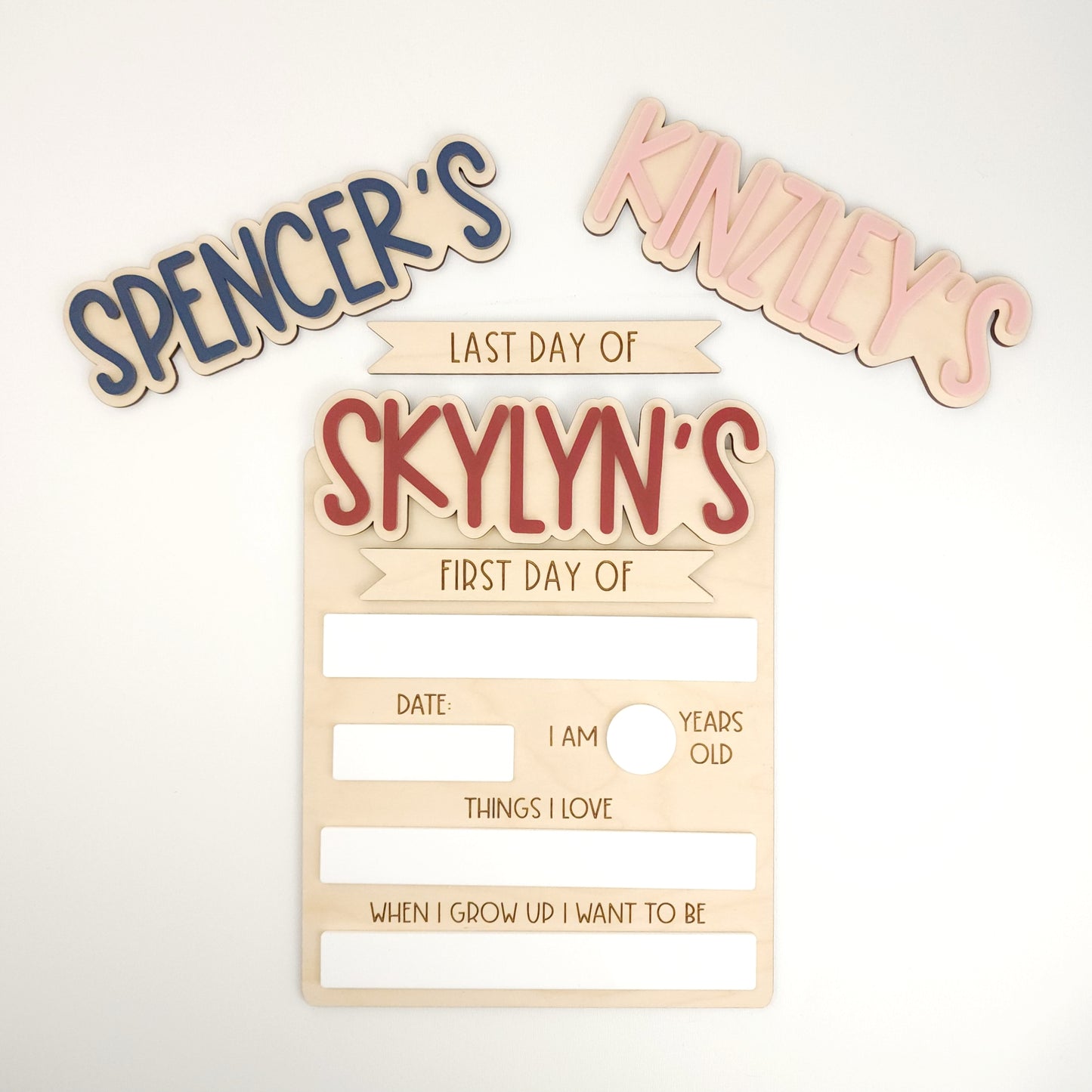 Detailed First/Last Day Sign (Interchangeable Names)