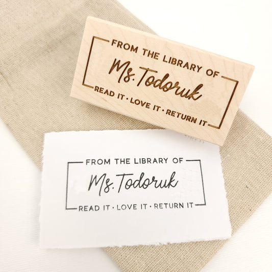 Rectangular Teacher Library Stamp