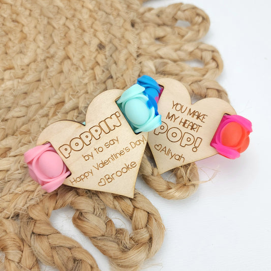 Personalized Valentine with Pop Fidget Bracelet