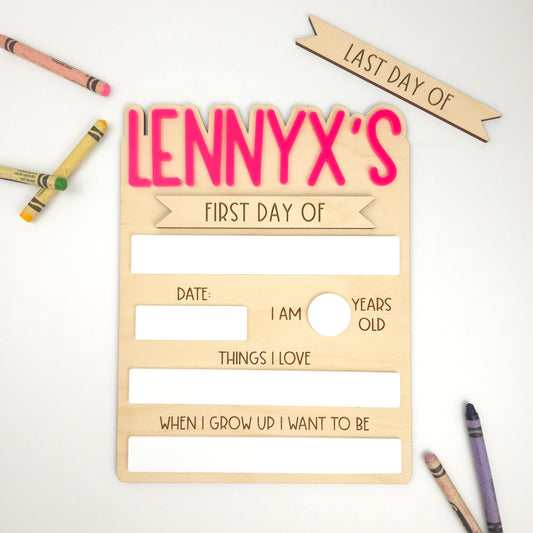 Detailed First/Last Day Sign (Single Name)