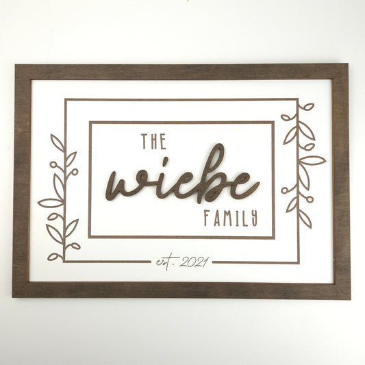 Rectangular Vine Family Name Sign