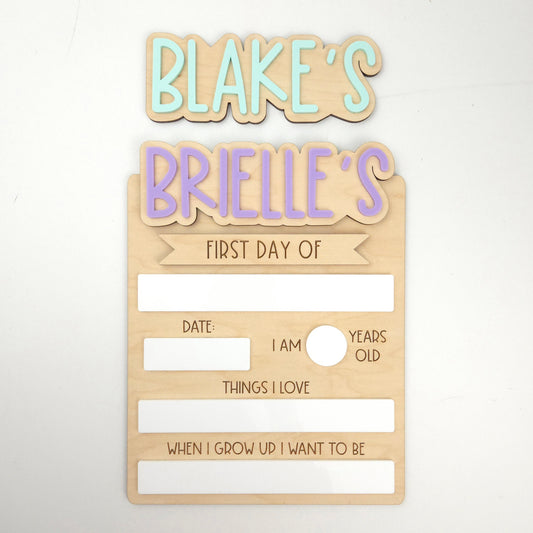 Detailed First/Last Day Sign (Interchangeable Names)
