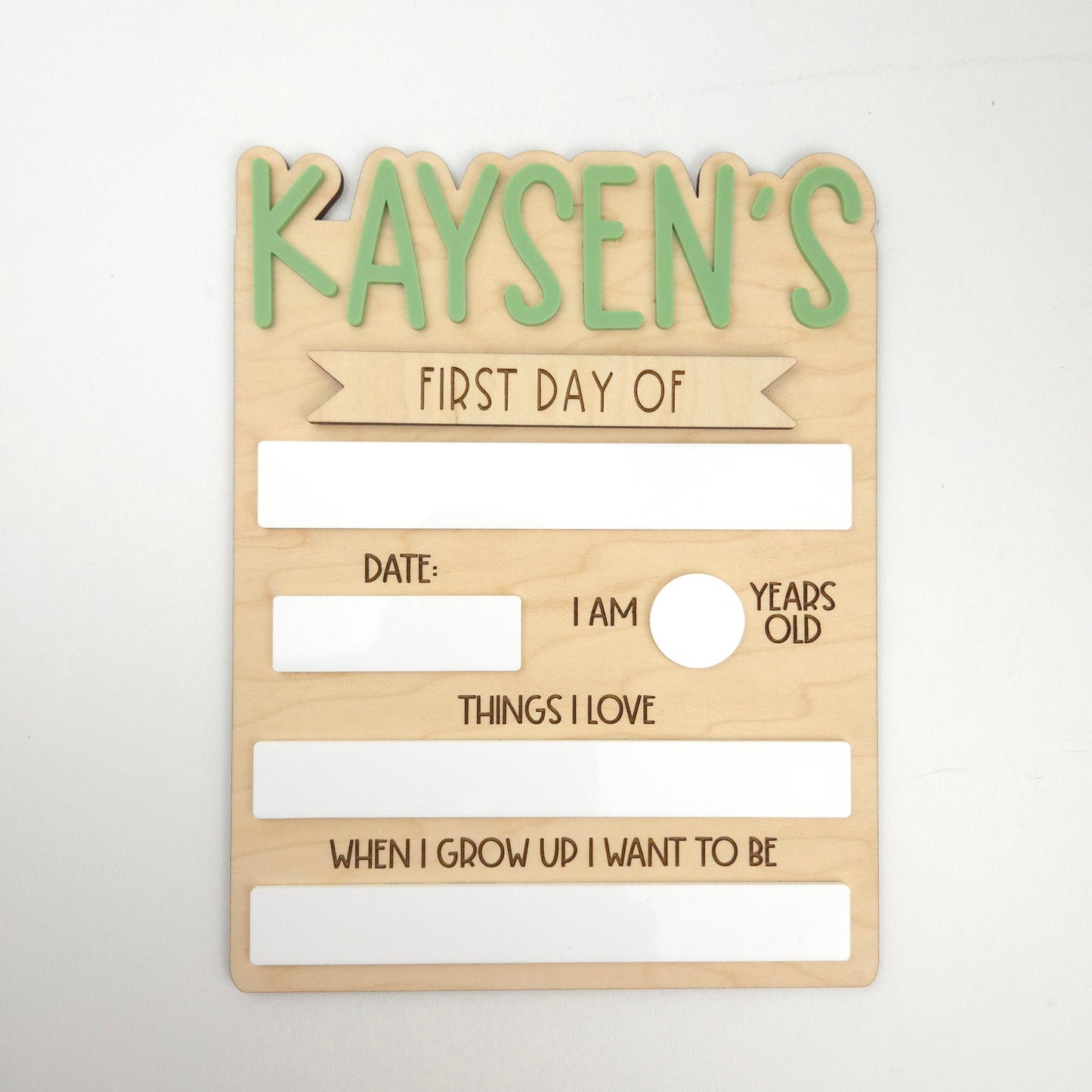 Detailed First/Last Day Sign (Single Name)
