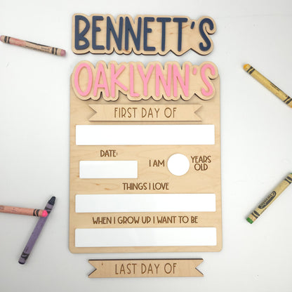 Detailed First/Last Day Sign (Interchangeable Names)