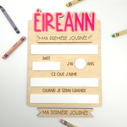 Detailed First/Last Day Sign (Single Name)
