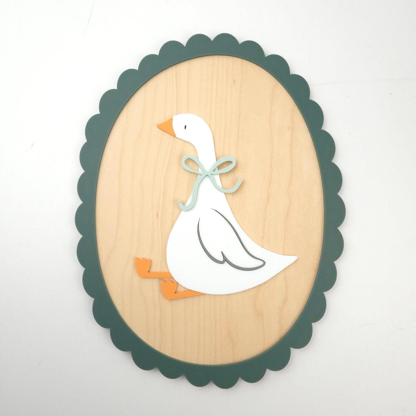 Sitting Goose with Scalloped Frame