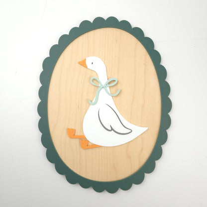 Sitting Goose with Scalloped Frame