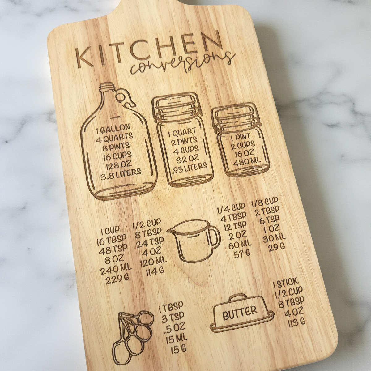 Kitchen Conversion Board Kitchen Conversions Rubberwood Board – Brightly Yours