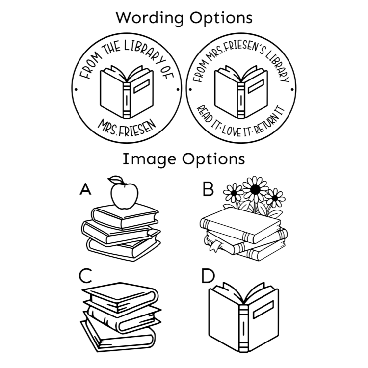 Round Teacher Library Stamp