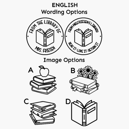 Round Teacher Library Stamp